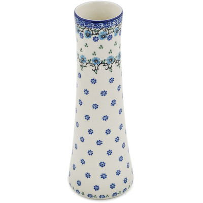 Polish Pottery Vase 10&quot; Blue Flowers Harmony
