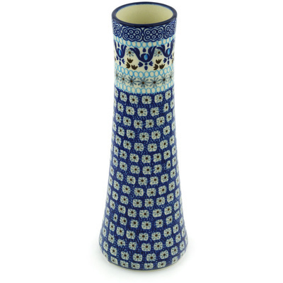 Polish Pottery Vase 10&quot; Blue Ice