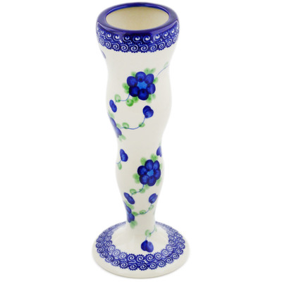 Polish Pottery Vase 10&quot; Blue Poppies