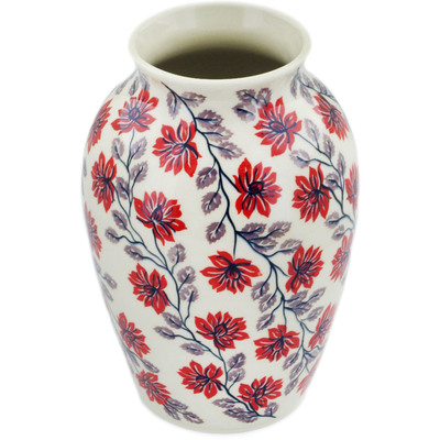 Polish Pottery Vase 10&quot; Bold Blooms UNIKAT
