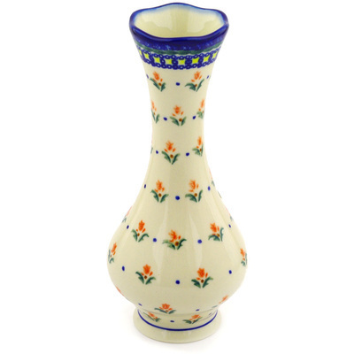 Polish Pottery Vase 10&quot; Cocentric Tulips