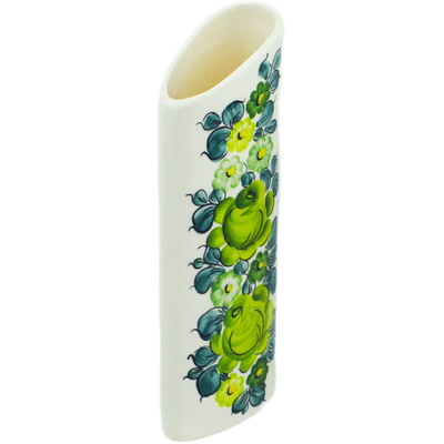 Faience Vase 10&quot; Green Wave