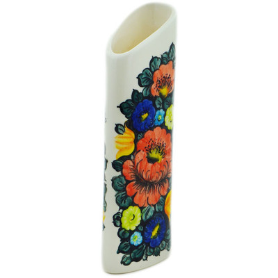 faience Vase 10&quot; Little Flower Patch Black