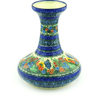 Polish Pottery Vase 10&quot; Mosaic Butterfly UNIKAT