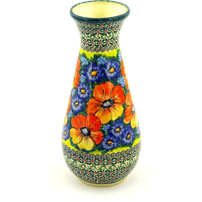 Polish Pottery Vase 10&quot; Mystical Garden UNIKAT