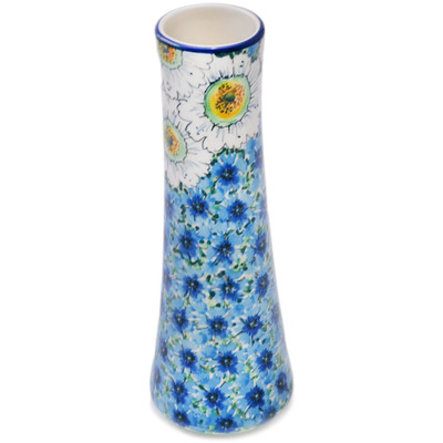 Polish Pottery Vase 10&quot; Pansies And Daisies UNIKAT