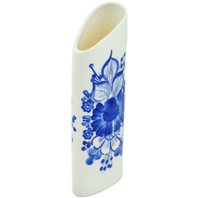 faience Vase 10&quot; Retro Cobalt