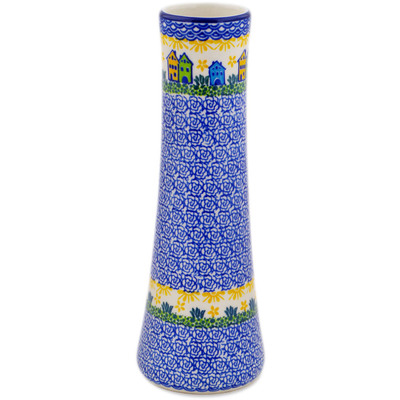 Polish Pottery Vase 10&quot; Riverside Village UNIKAT