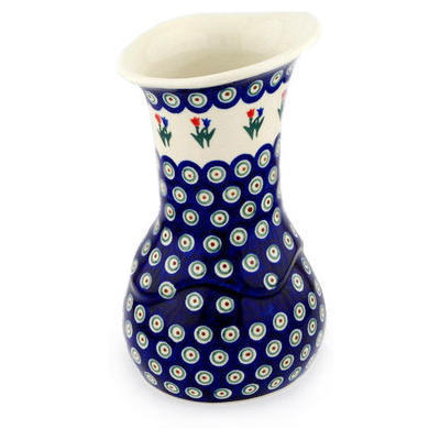 Polish Pottery Vase 10&quot; Tulip Pair Peacock