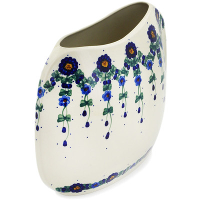 Polish Pottery Vase 10&quot; Vines Of Blue UNIKAT