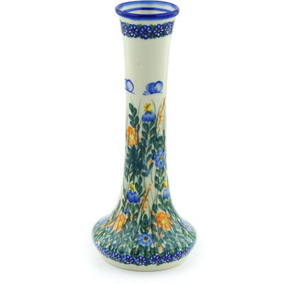 Polish Pottery Vase 10&quot; Wildflowers And Butterflies UNIKAT