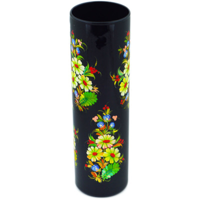 Glass Vase 10&quot; Yellow Gerbera