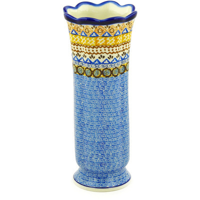 Polish Pottery Vase 11&quot; Aztec