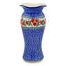 Polish Pottery Vase 11&quot; Delicate Red Flowers