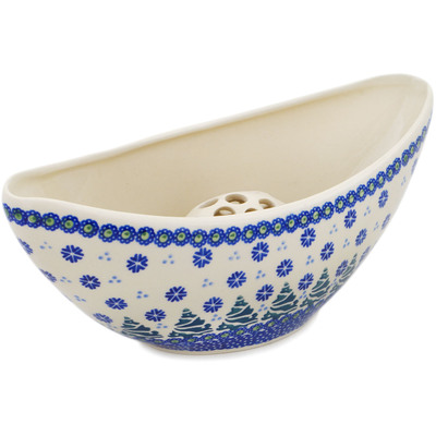 Polish Pottery Vase 11&quot; Falling Snowflakes
