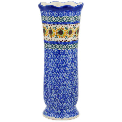 Polish Pottery Vase 11&quot; Golden Autumn UNIKAT