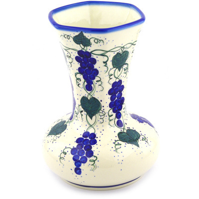 Polish Pottery Vase 11&quot; Grape Vines UNIKAT