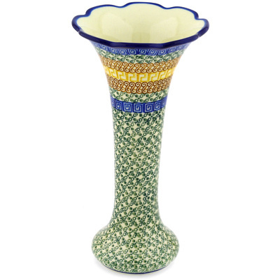 Polish Pottery Vase 11&quot; Grecian Sea