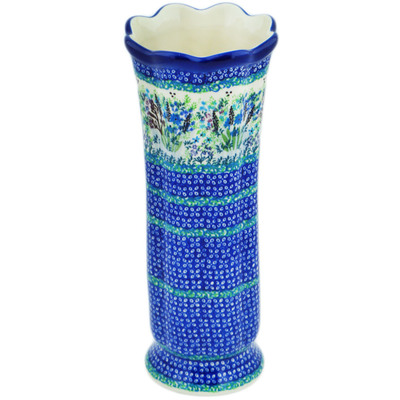 Polish Pottery Vase 11&quot; Lavender Meadow UNIKAT