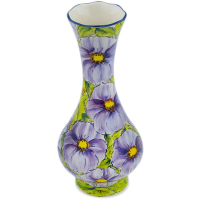 Polish Pottery Vase 11&quot; Lilac Happiness