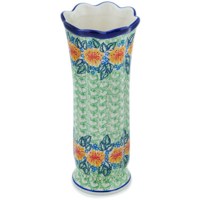 Polish Pottery Vase 11&quot; Marigold Chain UNIKAT