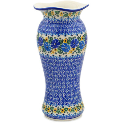 Polish Pottery Vase 11&quot; Periwinkle Ring UNIKAT