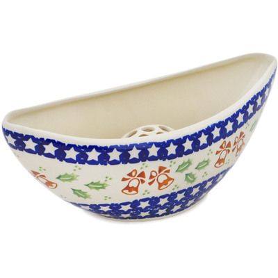 Polish Pottery Vase 11&quot; Sleigh Bells