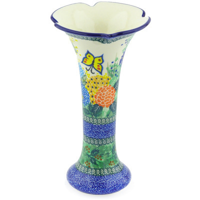 Polish Pottery Vase 11&quot; Spring Garden UNIKAT