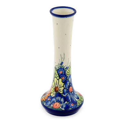 Polish Pottery Vase 11&quot; Summertime Blues UNIKAT