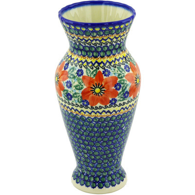 Polish Pottery Vase 11&quot; UNIKAT