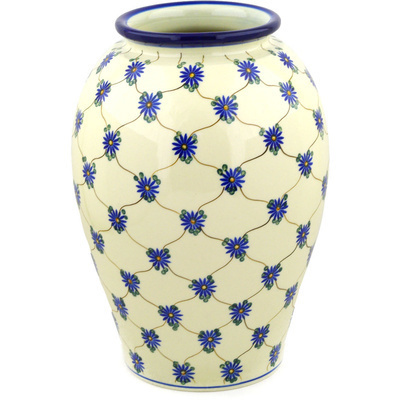 Polish Pottery Vase 12&quot; Aster Trellis