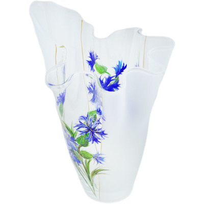 Glass Vase 12&quot; Blue Cornflower Meadow