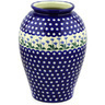 Polish Pottery Vase 12&quot; Blue Daisy Peacock