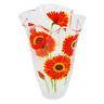 Glass Vase 12&quot; Frosty Poppies