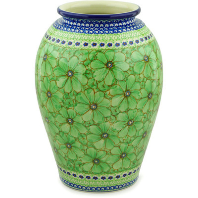 Polish Pottery Vase 12&quot; Key Lime Dreams UNIKAT