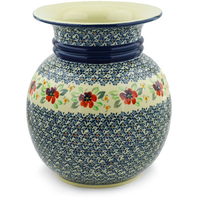 Polish Pottery Vase 12&quot; Nightingale Flower