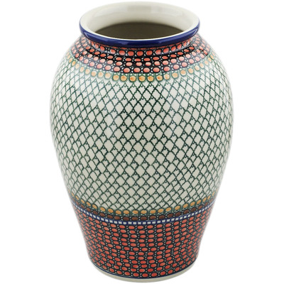 Polish Pottery Vase 12&quot; Orange Tranquility UNIKAT