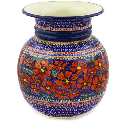 Polish Pottery Vase 12&quot; Poppies UNIKAT