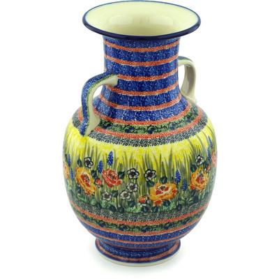 Polish Pottery Vase 12&quot; Splendid Morning Glow UNIKAT