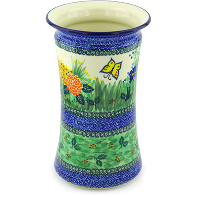 Polish Pottery Vase 12&quot; Spring Garden UNIKAT