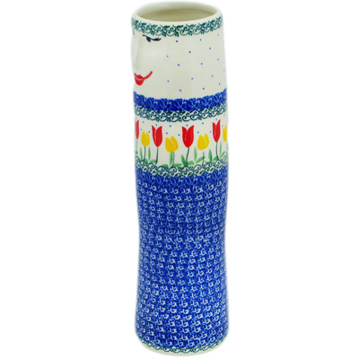 Polish Pottery Vase 12&quot; Spring Tulip Field