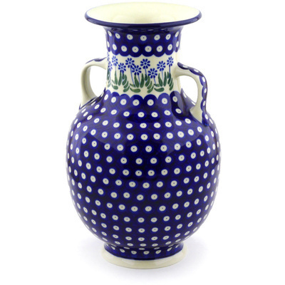 Polish Pottery Vase 12&quot; Springing Calendulas