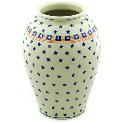 Polish Pottery Vase 12&quot; Stars And Stripes