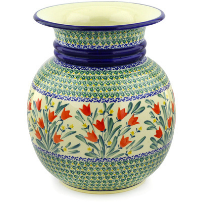 Polish Pottery Vase 12&quot; Tulip Twins UNIKAT