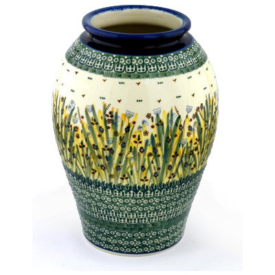 Polish Pottery Vase 12&quot; Wetland Reeds UNIKAT