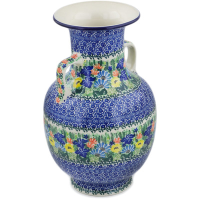 Polish Pottery Vase 12&quot; Wild Flower Lake UNIKAT