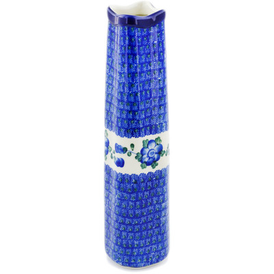 Polish Pottery Vase 13&quot; Blue Poppies