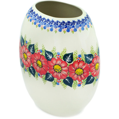 Polish Pottery Vase 13&quot; Blushing Blooms
