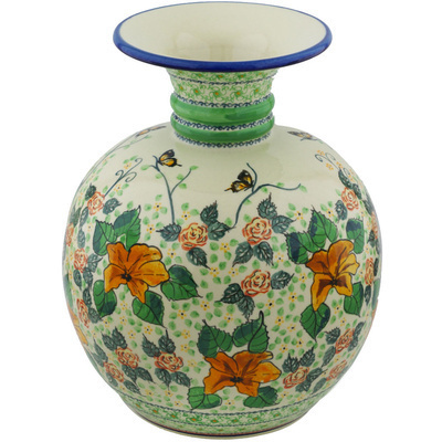 Polish Pottery Vase 13&quot; Summer Splendor UNIKAT