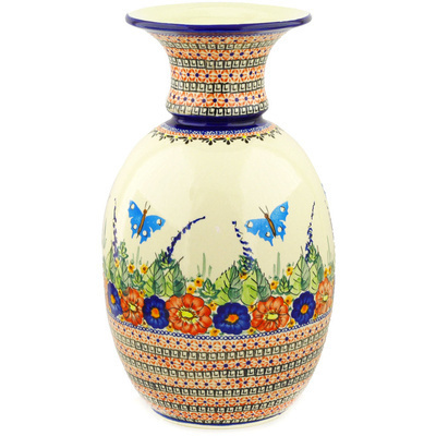 Polish Pottery Vase 14&quot; Spring Splendor UNIKAT